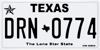 TX license plate DRN0774