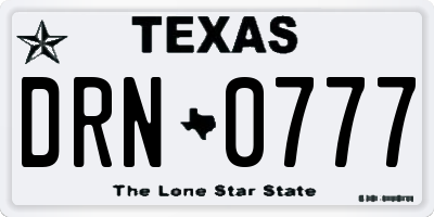 TX license plate DRN0777
