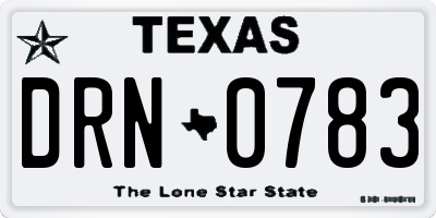 TX license plate DRN0783