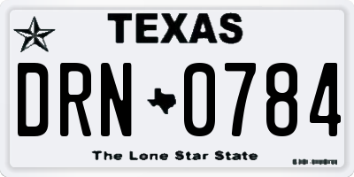 TX license plate DRN0784