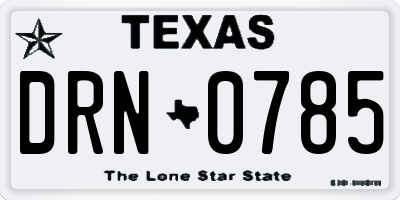 TX license plate DRN0785