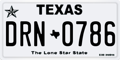 TX license plate DRN0786