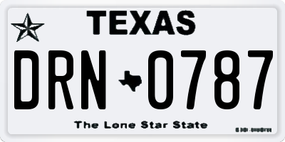 TX license plate DRN0787