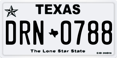 TX license plate DRN0788