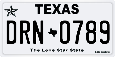 TX license plate DRN0789