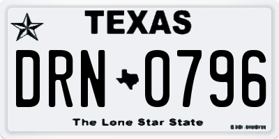 TX license plate DRN0796