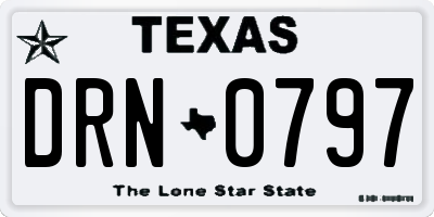 TX license plate DRN0797