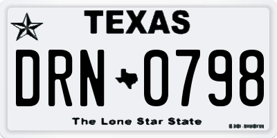 TX license plate DRN0798