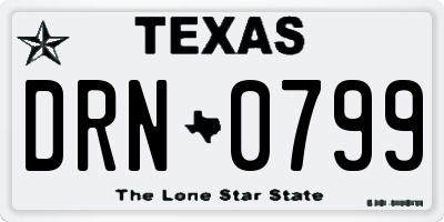 TX license plate DRN0799