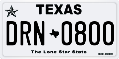 TX license plate DRN0800