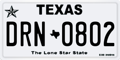 TX license plate DRN0802