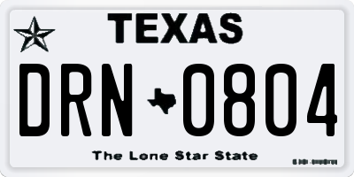 TX license plate DRN0804