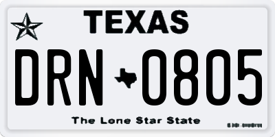 TX license plate DRN0805