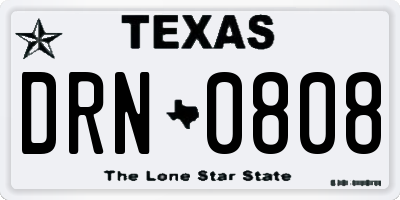 TX license plate DRN0808