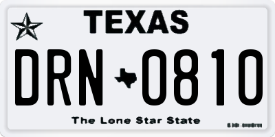 TX license plate DRN0810