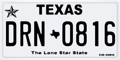 TX license plate DRN0816