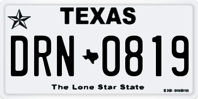 TX license plate DRN0819