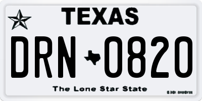 TX license plate DRN0820