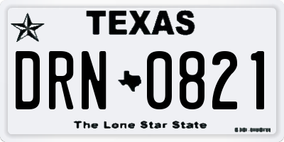 TX license plate DRN0821