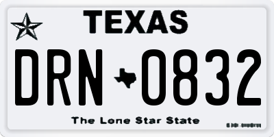 TX license plate DRN0832