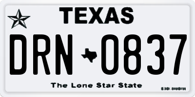 TX license plate DRN0837