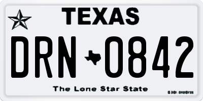 TX license plate DRN0842