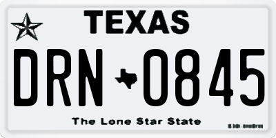 TX license plate DRN0845