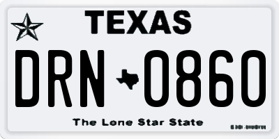 TX license plate DRN0860