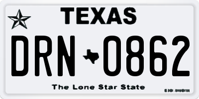 TX license plate DRN0862