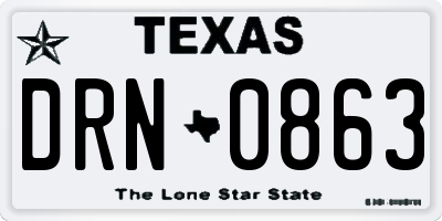 TX license plate DRN0863