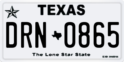 TX license plate DRN0865