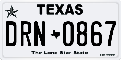 TX license plate DRN0867