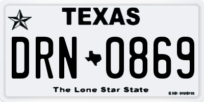 TX license plate DRN0869