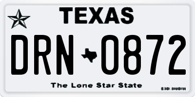 TX license plate DRN0872