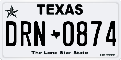 TX license plate DRN0874