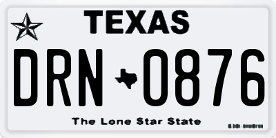 TX license plate DRN0876