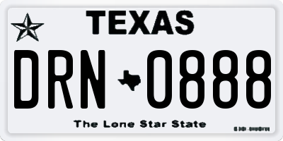 TX license plate DRN0888