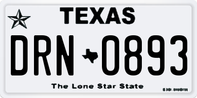 TX license plate DRN0893