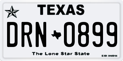 TX license plate DRN0899