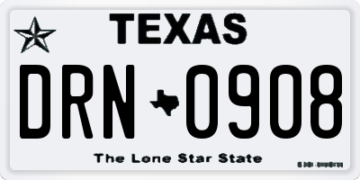 TX license plate DRN0908