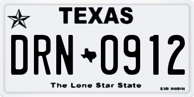 TX license plate DRN0912