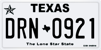 TX license plate DRN0921