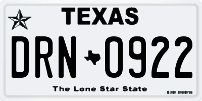 TX license plate DRN0922