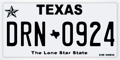 TX license plate DRN0924