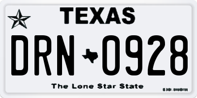 TX license plate DRN0928