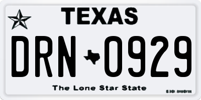 TX license plate DRN0929