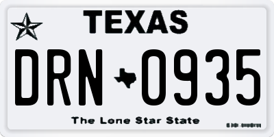 TX license plate DRN0935