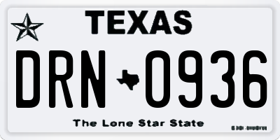 TX license plate DRN0936