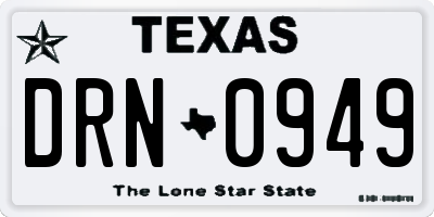 TX license plate DRN0949