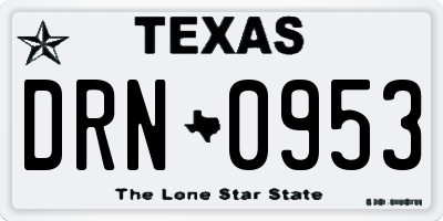 TX license plate DRN0953